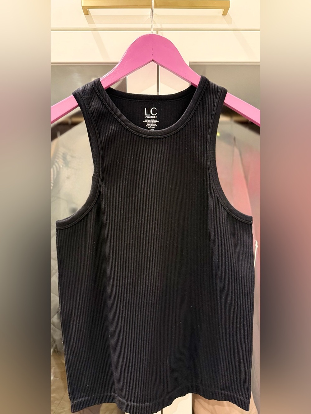 NWT LC Couture Black Ribbed Tank Top Sleeveless Size L/XL